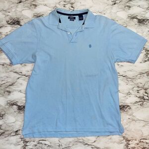 Izod Short Sleeve Polo Silk Wash Golf Blue Men M Outdoor Summer Sports Athletic